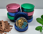 Gothic Skull with Roses and Chains Tattoo Aesthetic Snus Storage Case Blue