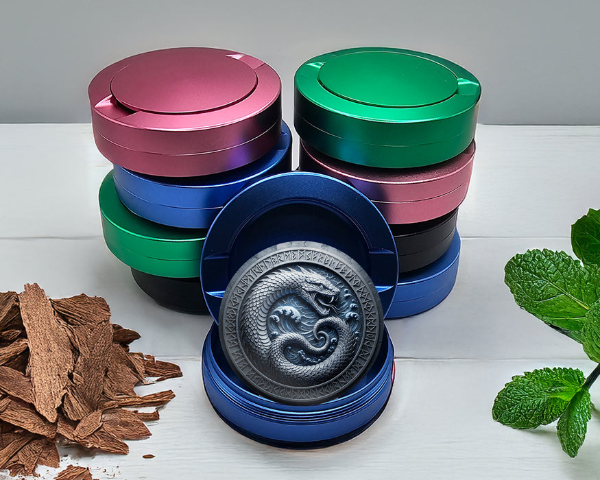 Oceanic Ouroboros Rune Circle Snus Storage Case Blue