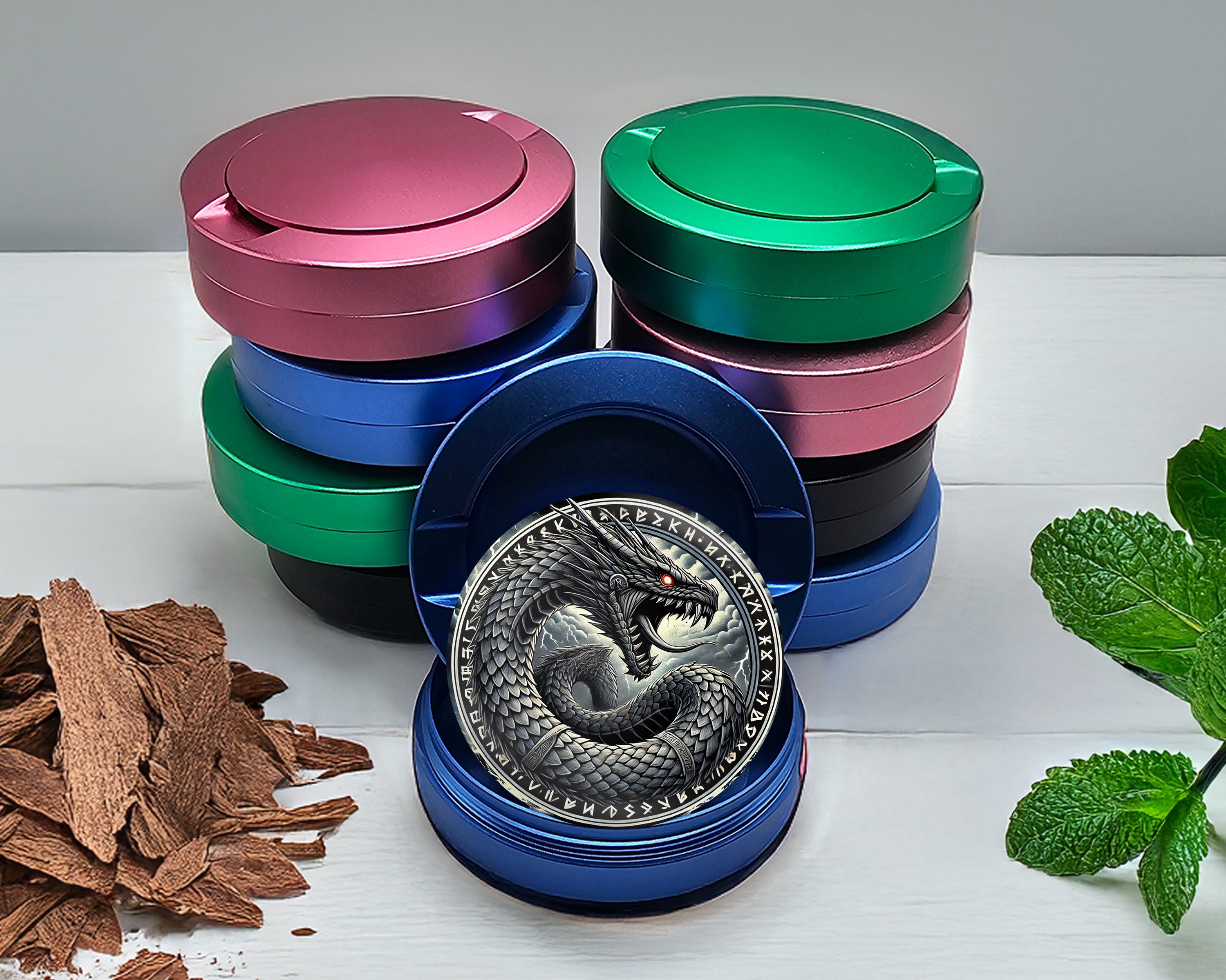 World Serpent Jormungandr Snus Storage Case Blue