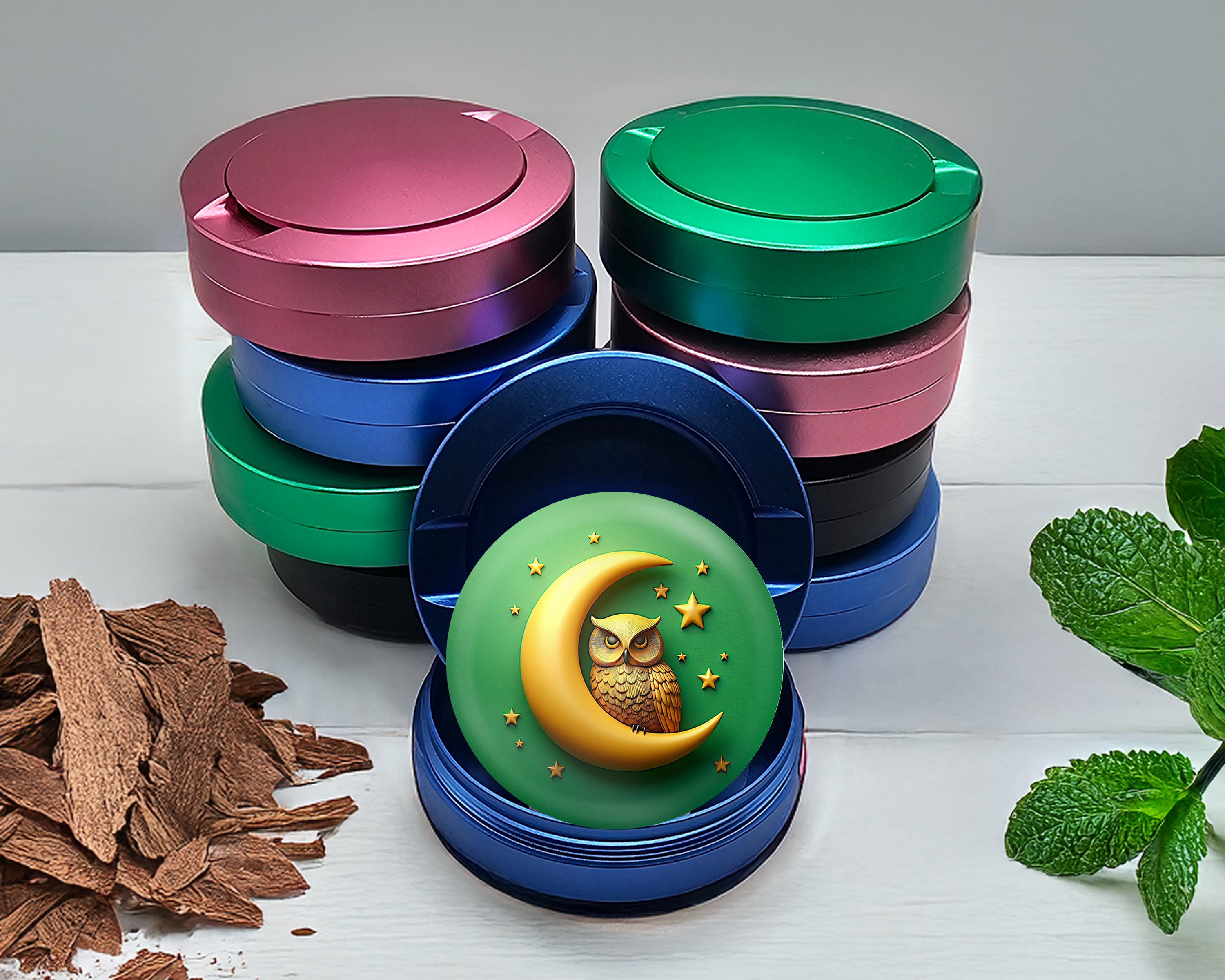 Owl Perched On A Golden Moon Snus Storage Case Blue