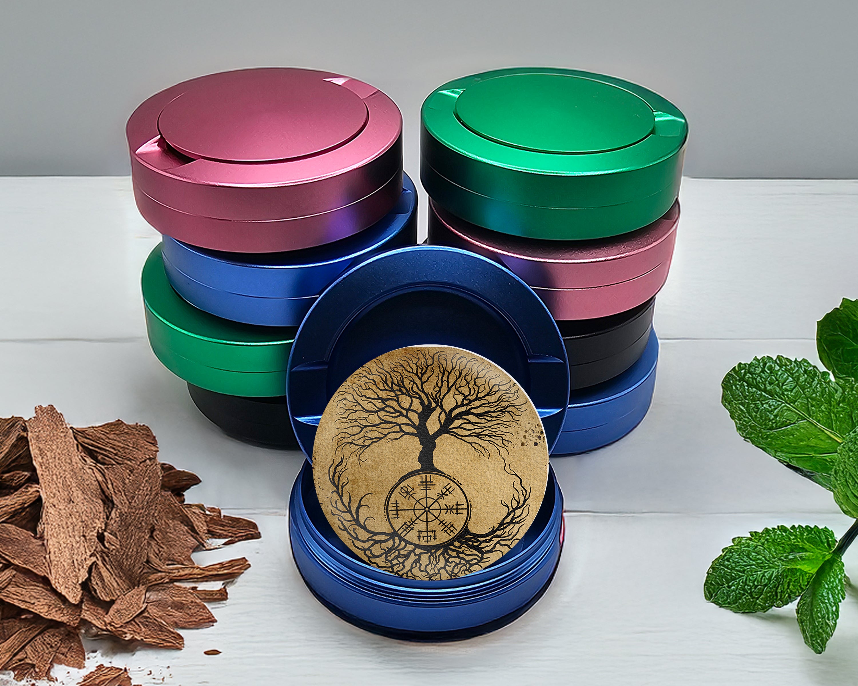 Viking Grinder Tree of Life Snus Storage Case Blue