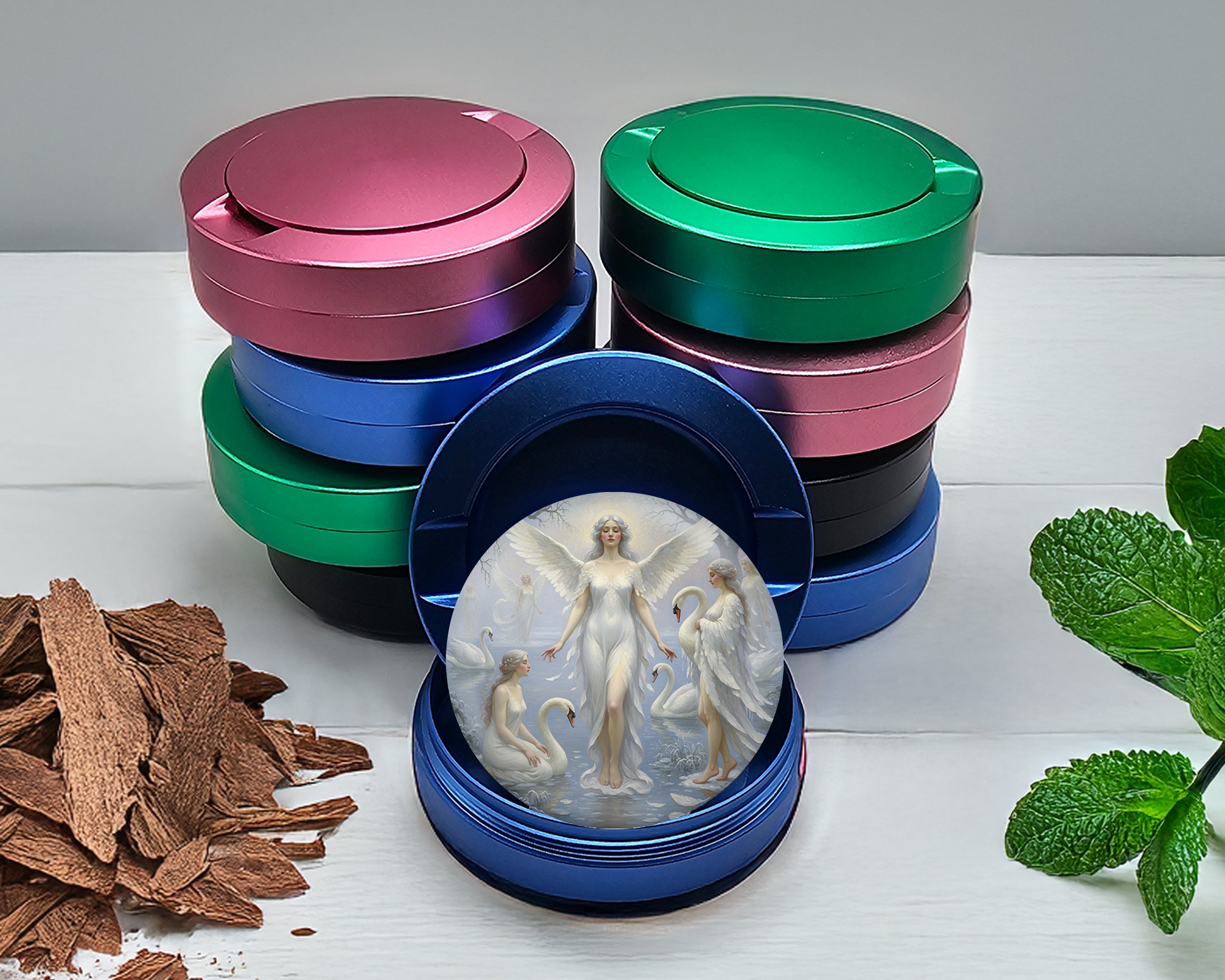 Celestial Swan Lake Angels Snus Storage Case Blue