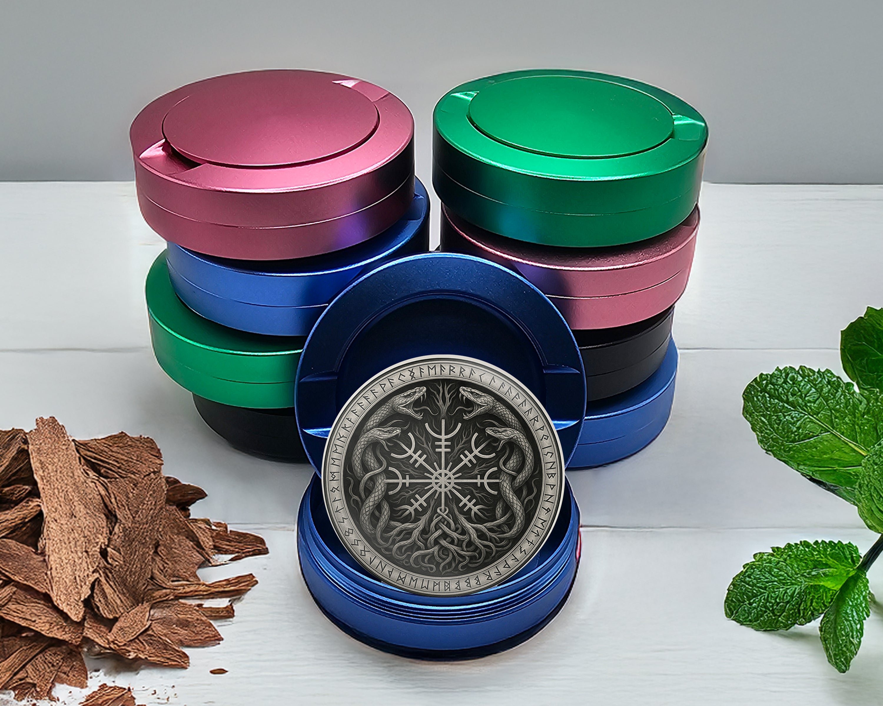 Runic Serpents Norse Sigil Snus Storage Case Blue