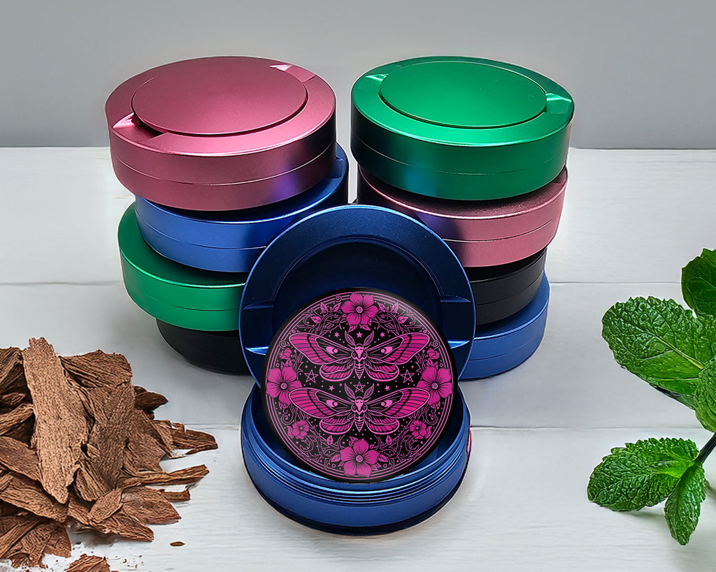 Gothic Moth Magic Mandala Snus Storage Case Blue