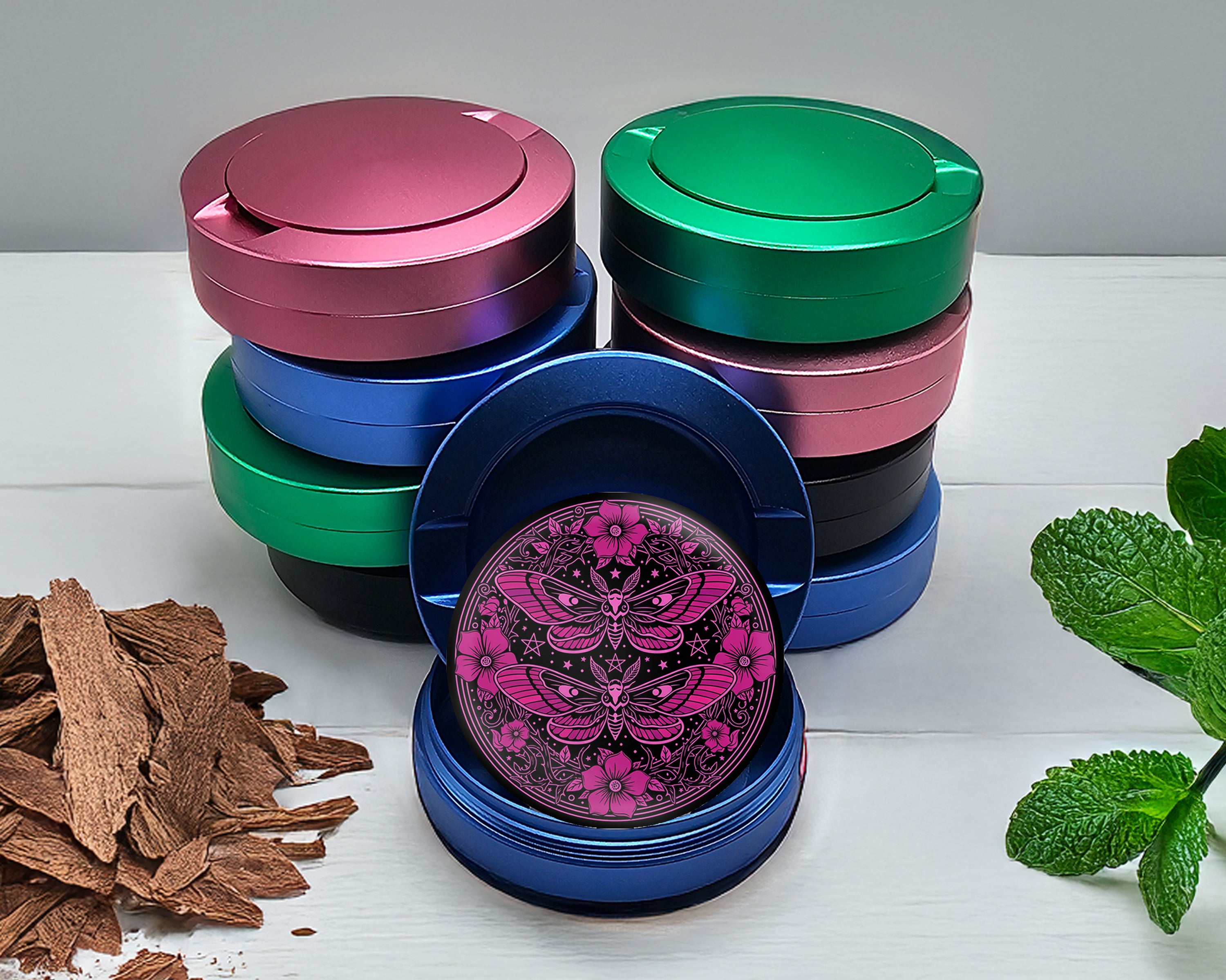 Gothic Moth Magic Mandala Snus Storage Case Blue