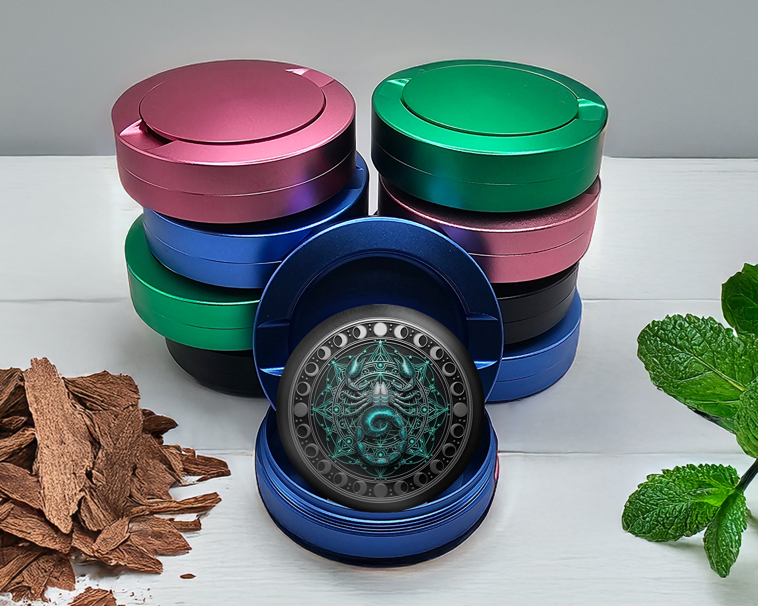 Celestial Scorpio Moon Circle Snus Storage Case Blue