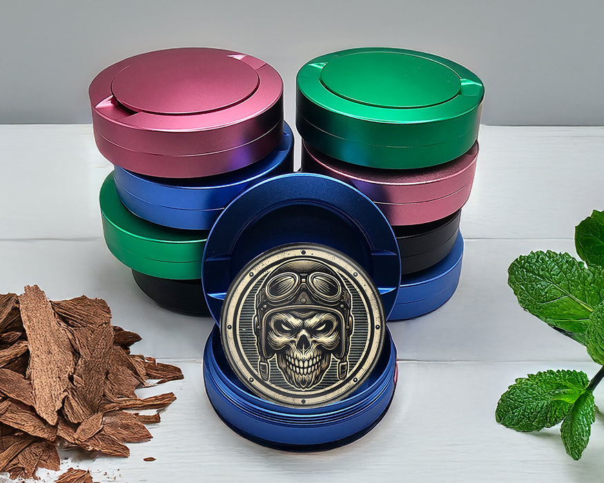 Biker Skull Snus Storage Case Blue