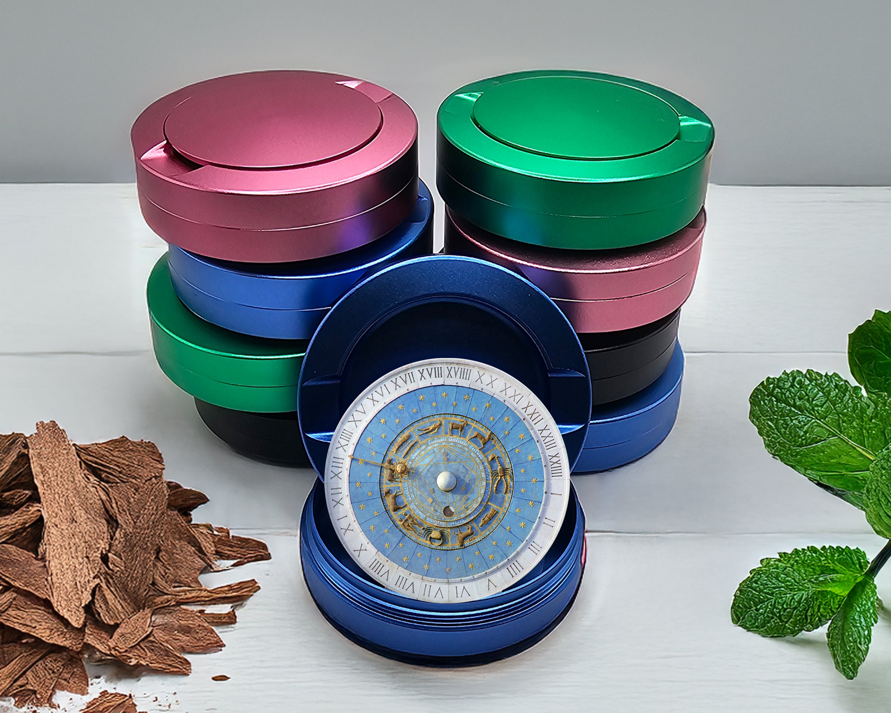 Astrological Zodiac Signs Clock Snus Storage Case Blue