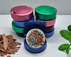 Traditional Red Rose Tattoo Design on Beige Snus Storage Case Blue