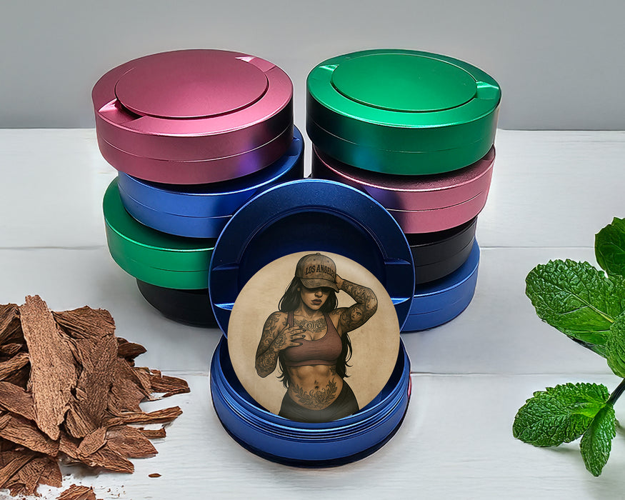 Tough Tattooed Woman with Bandana Pin-Up Vibes Snus Storage Case Blue