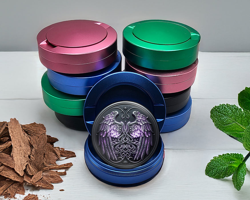 Celestial Wings Knotwork Crest Snus Storage Case Blue