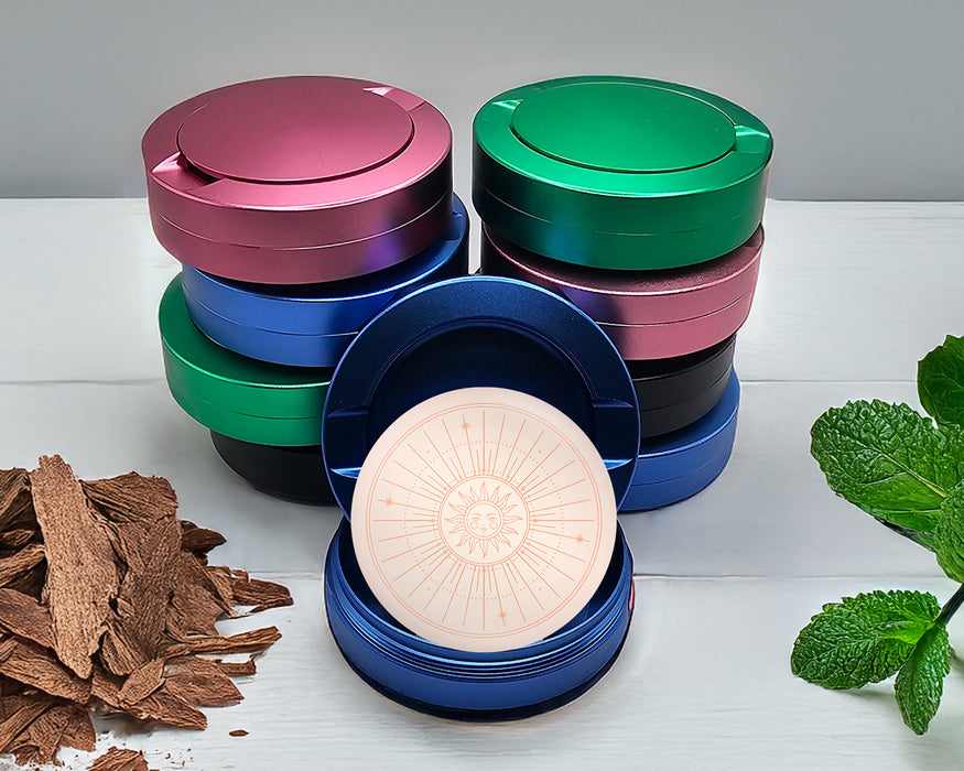 Boho Celestial Sunburst Face Snus Storage Case Blue