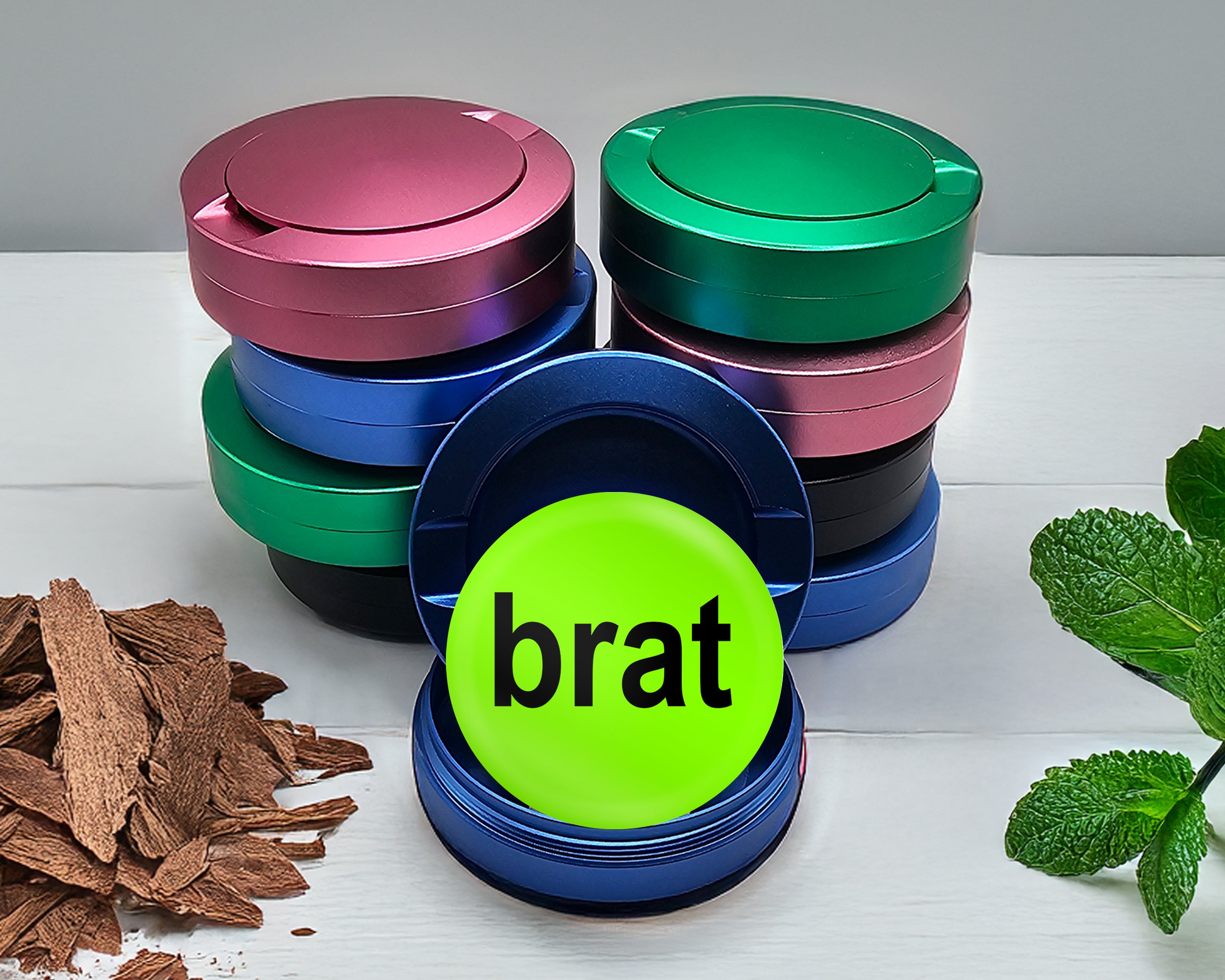 Brat Lime Green Grinder Snus Storage Case Blue