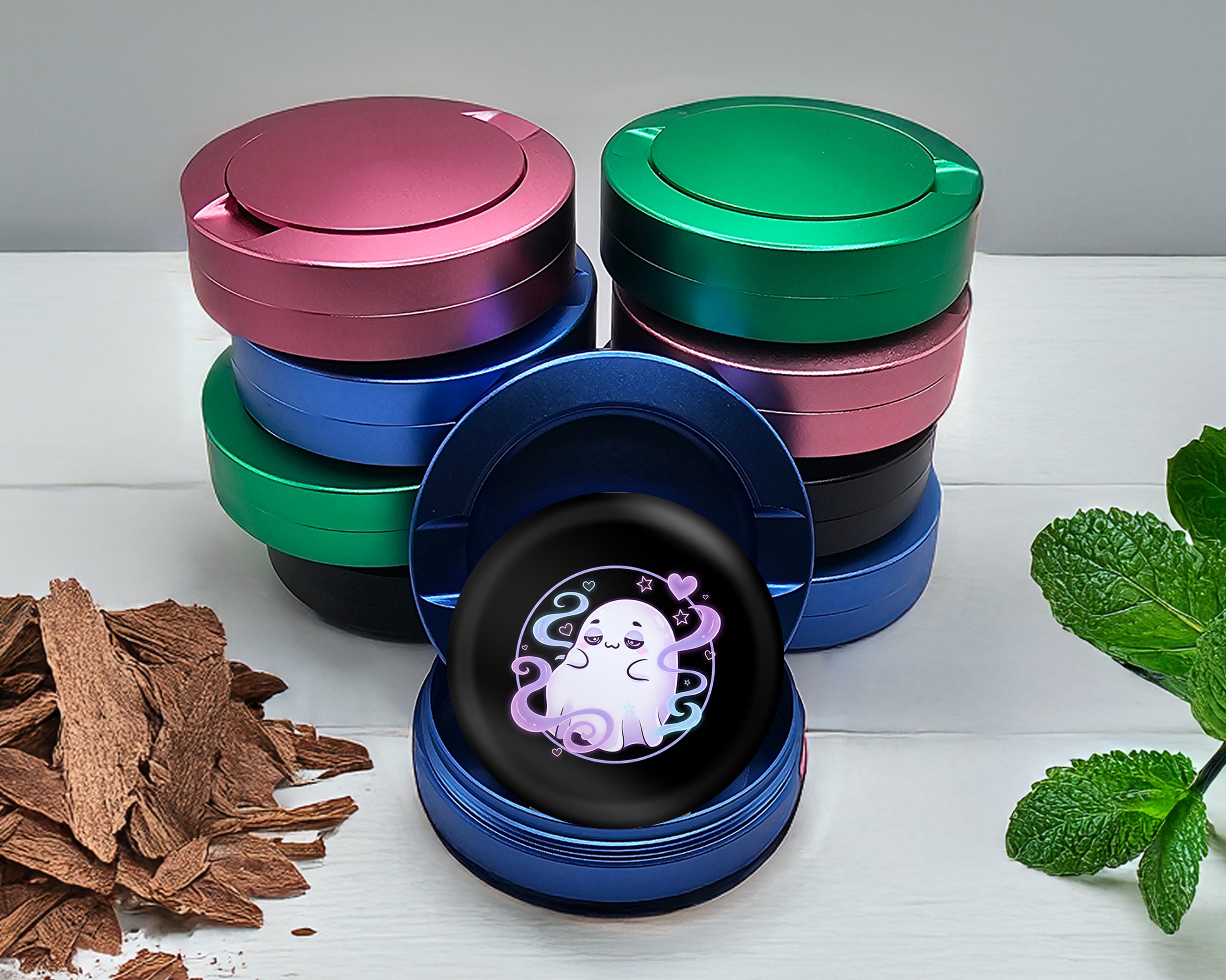 Cute Vaporwave Ghost Vibes Snus Storage Case Blue