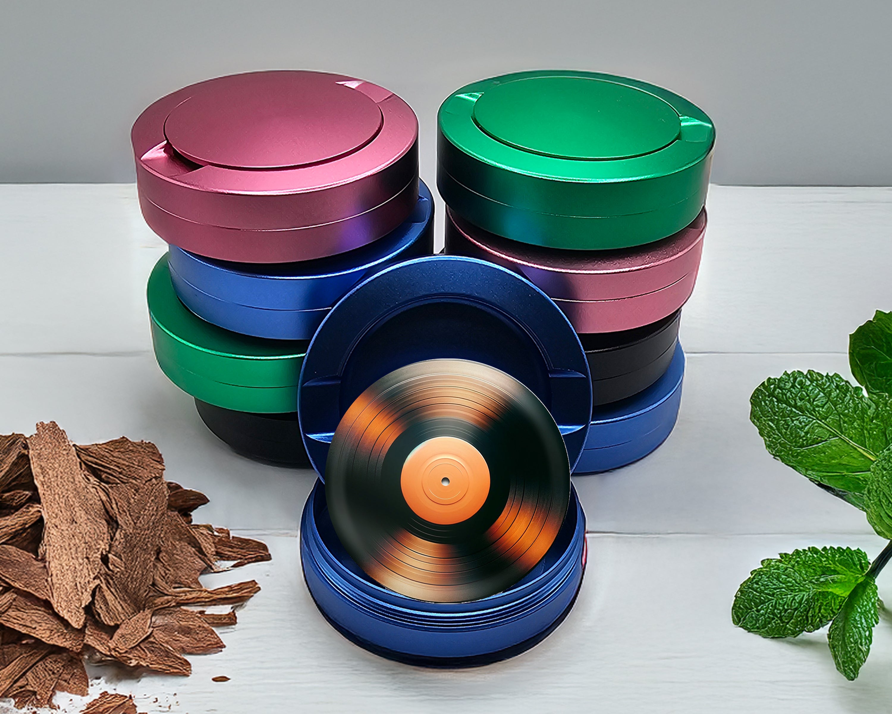 Orange Vinyl Record Snus Storage Case Blue