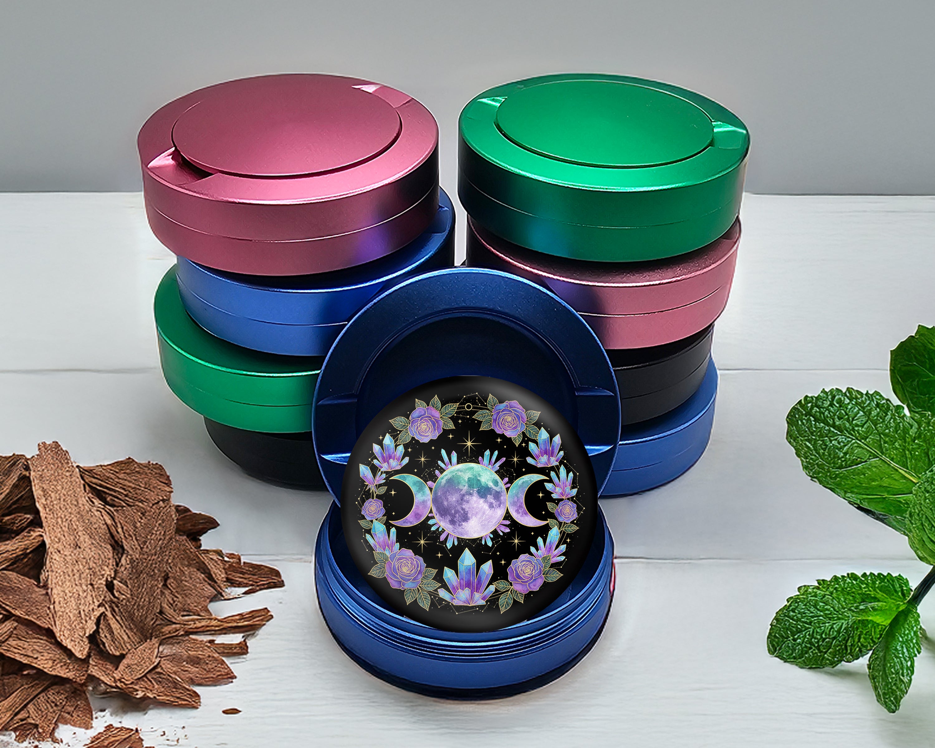 Crystal Moon Goddess Mandala Snus Storage Case Blue