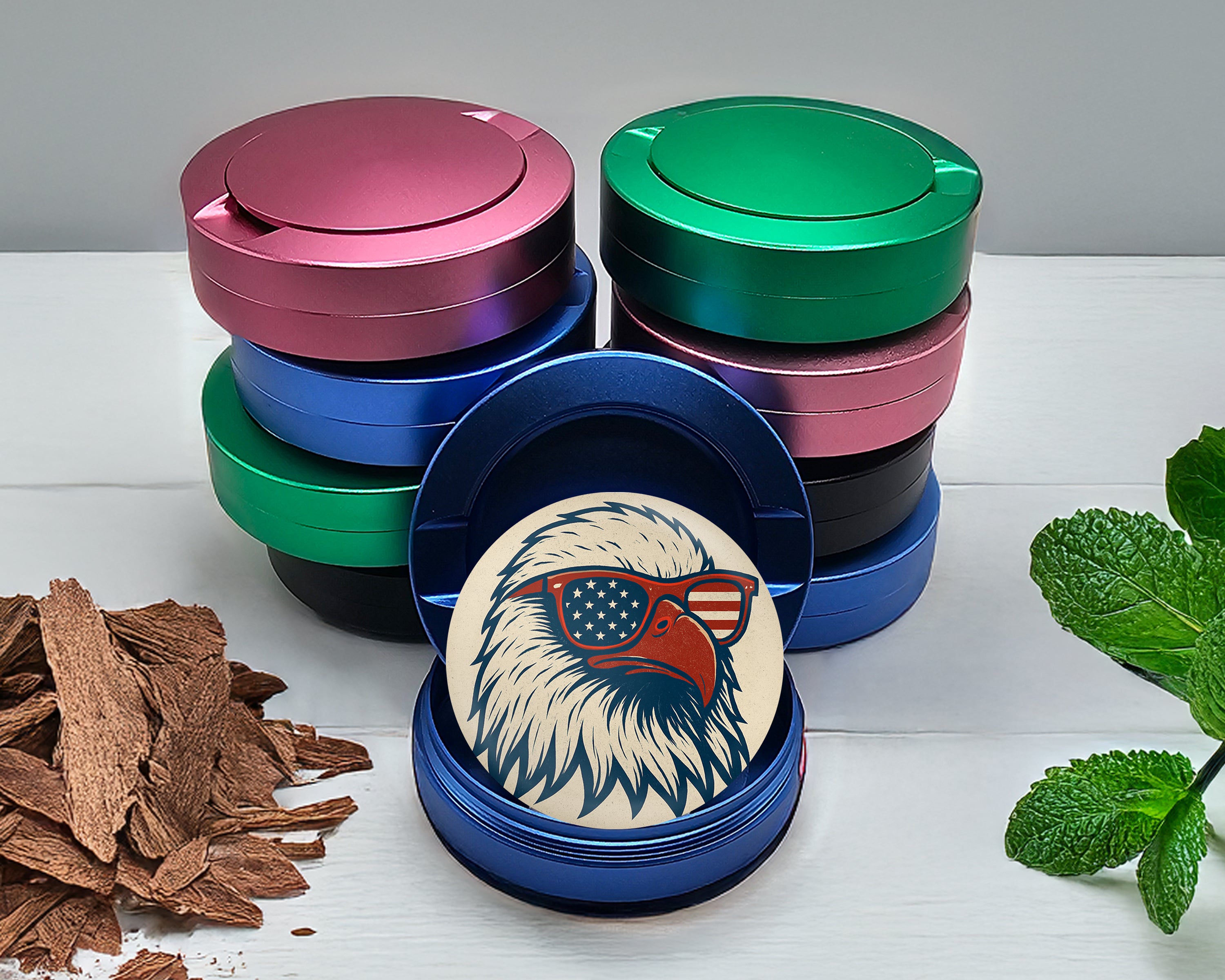 Patriotic Eagle With Sunglasses Snus Storage Case Blue