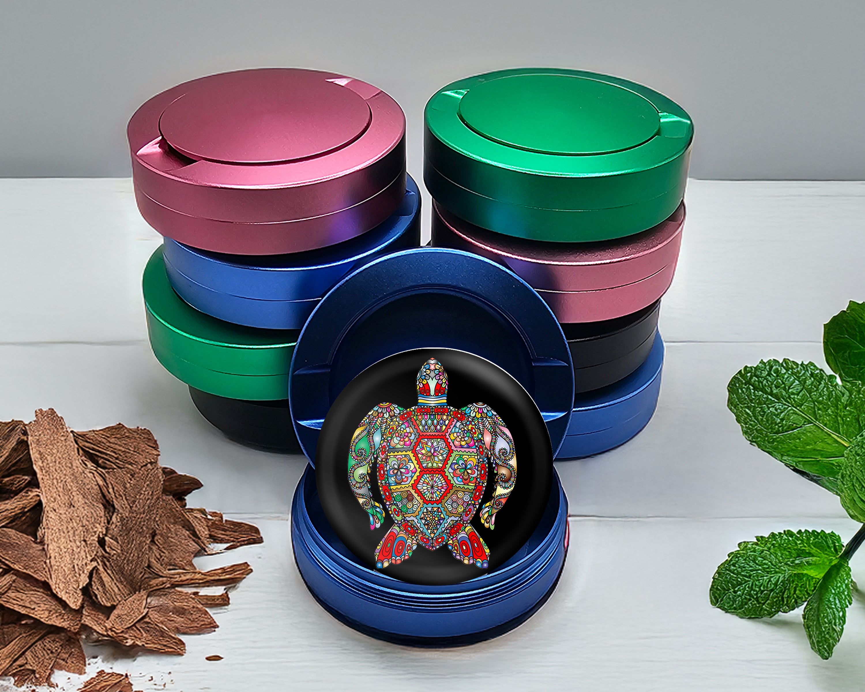 Colorful Sea Turtle Mandala Snus Storage Case Blue
