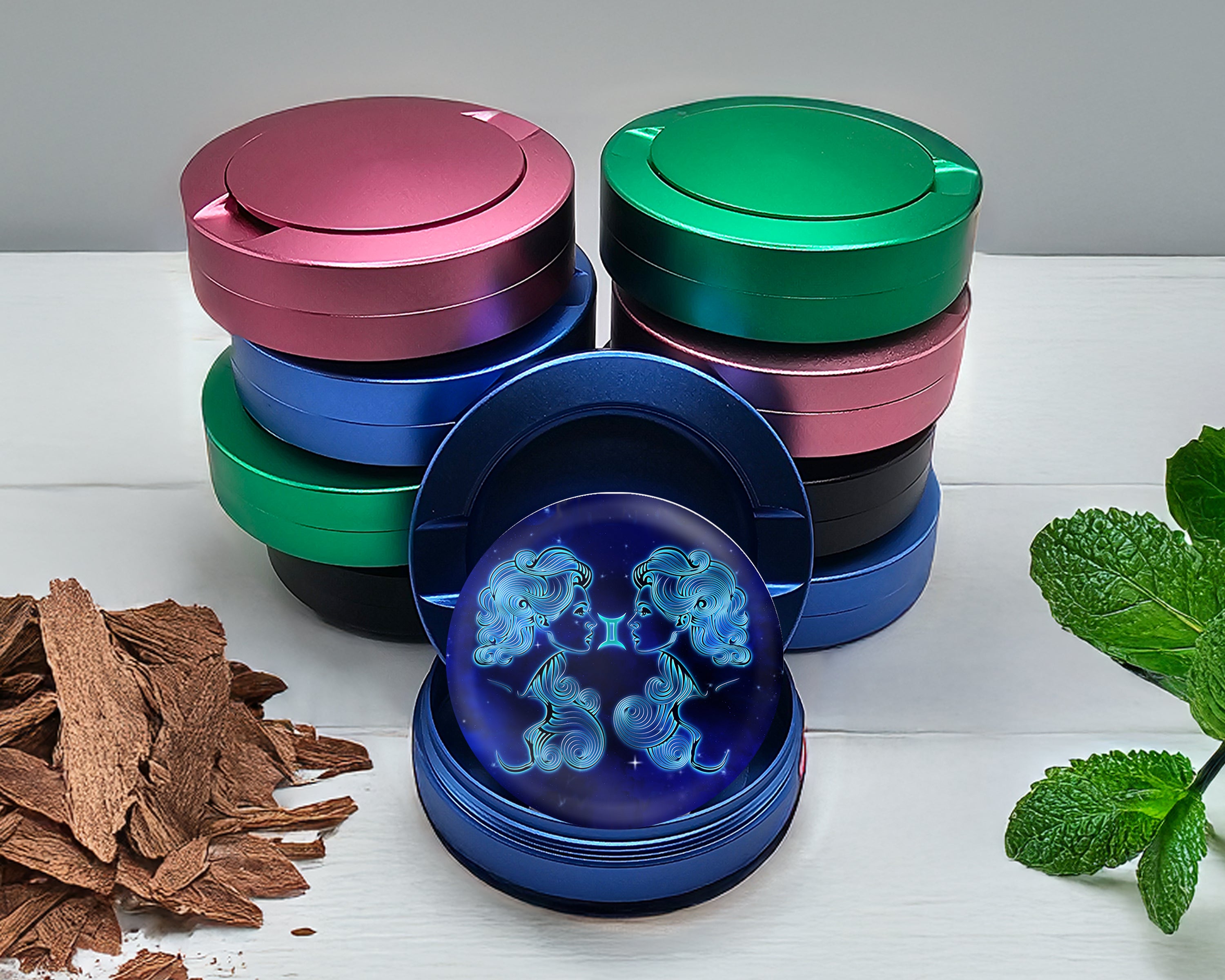 Gemini Zodiac Sign Snus Storage Case Blue