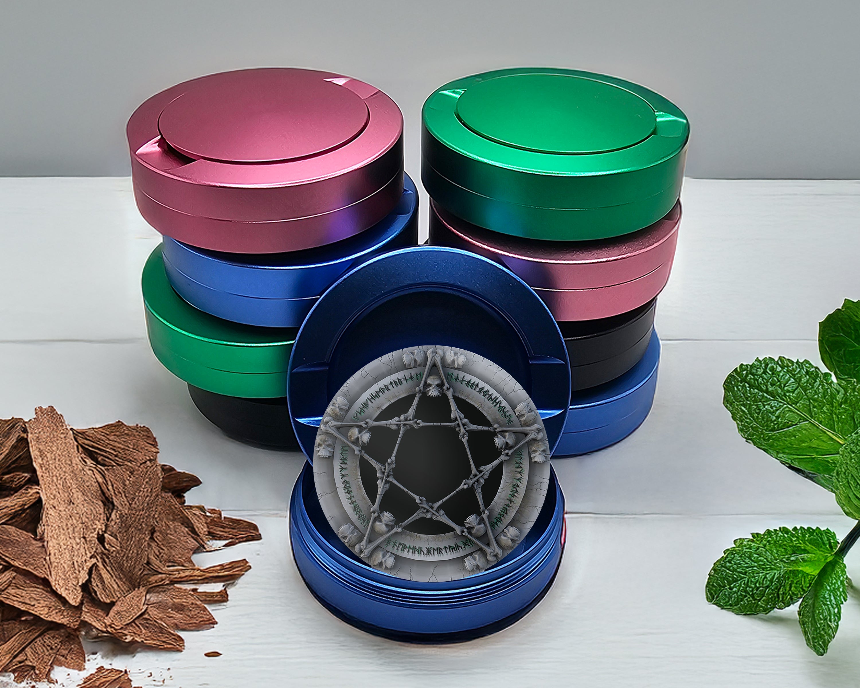 Skull & Bones Pentagram Snus Storage Case Blue