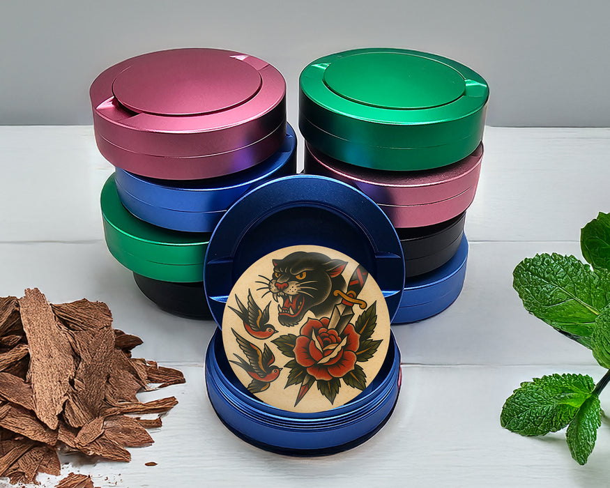 Classic Skull and Roses Flash Tattoo Design Snus Storage Case Blue