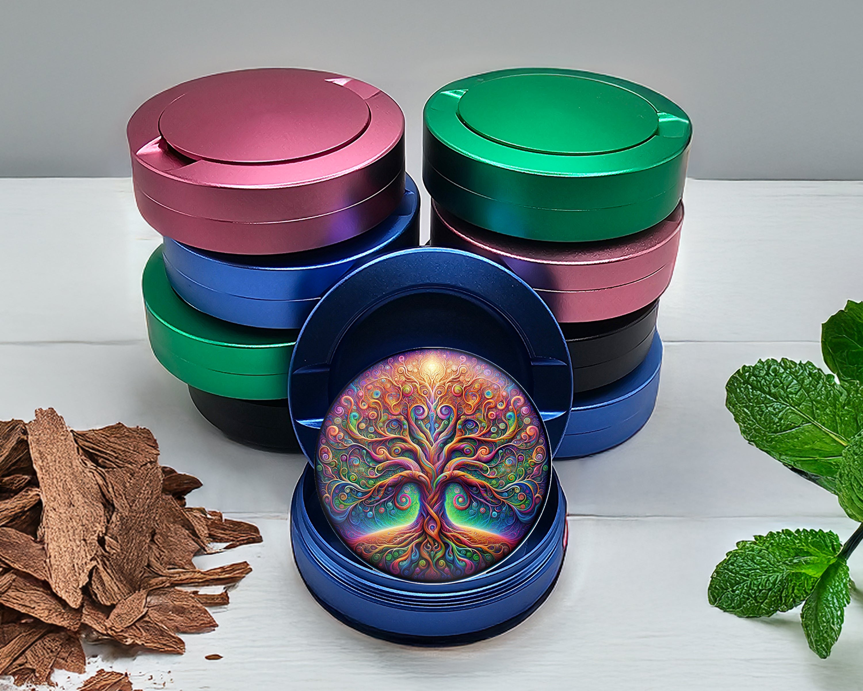 Psychedelic Tree Of Life Snus Storage Case Blue
