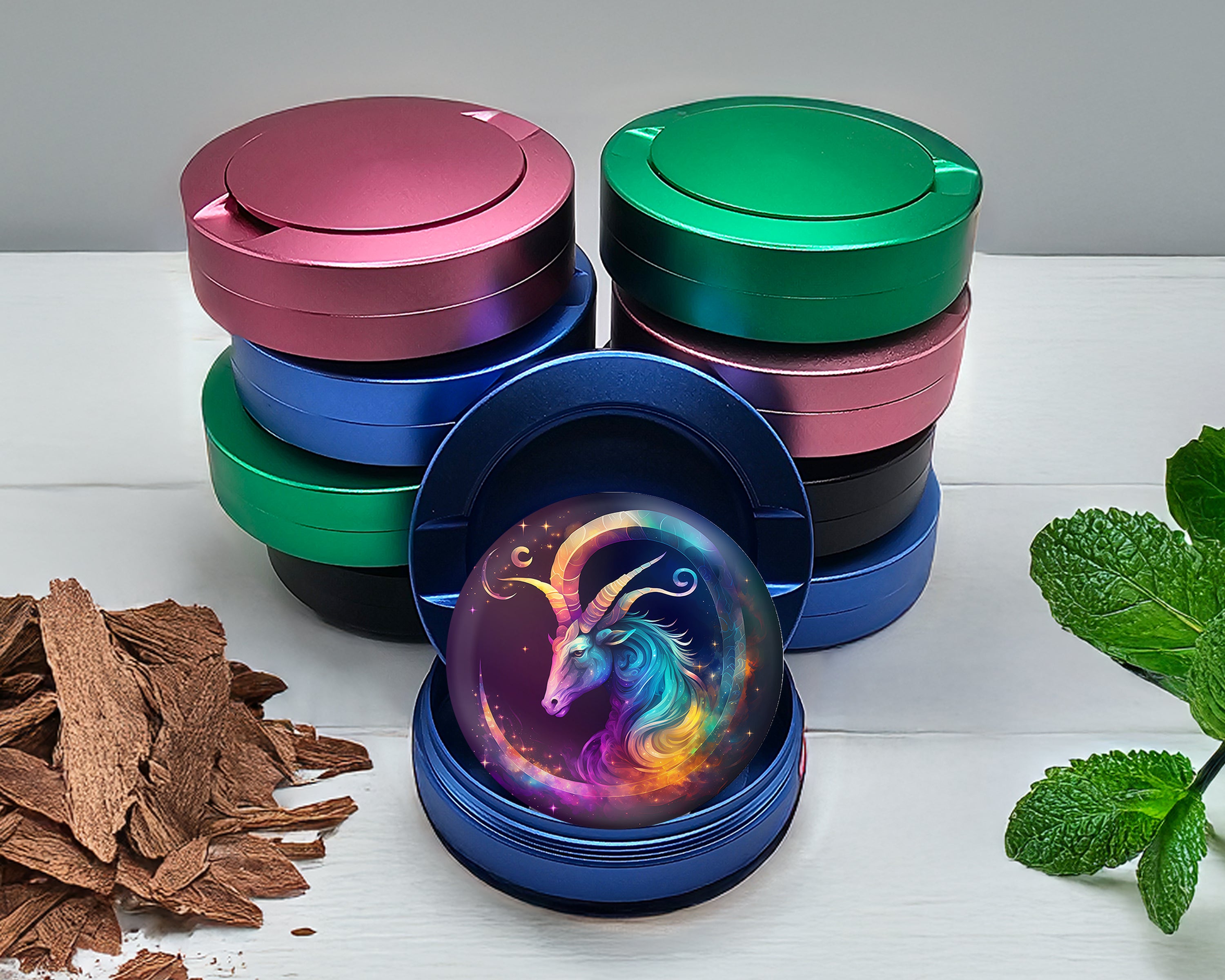 Capricorn Zodiac Goat Symbol Birth Sign Snus Storage Case Blue