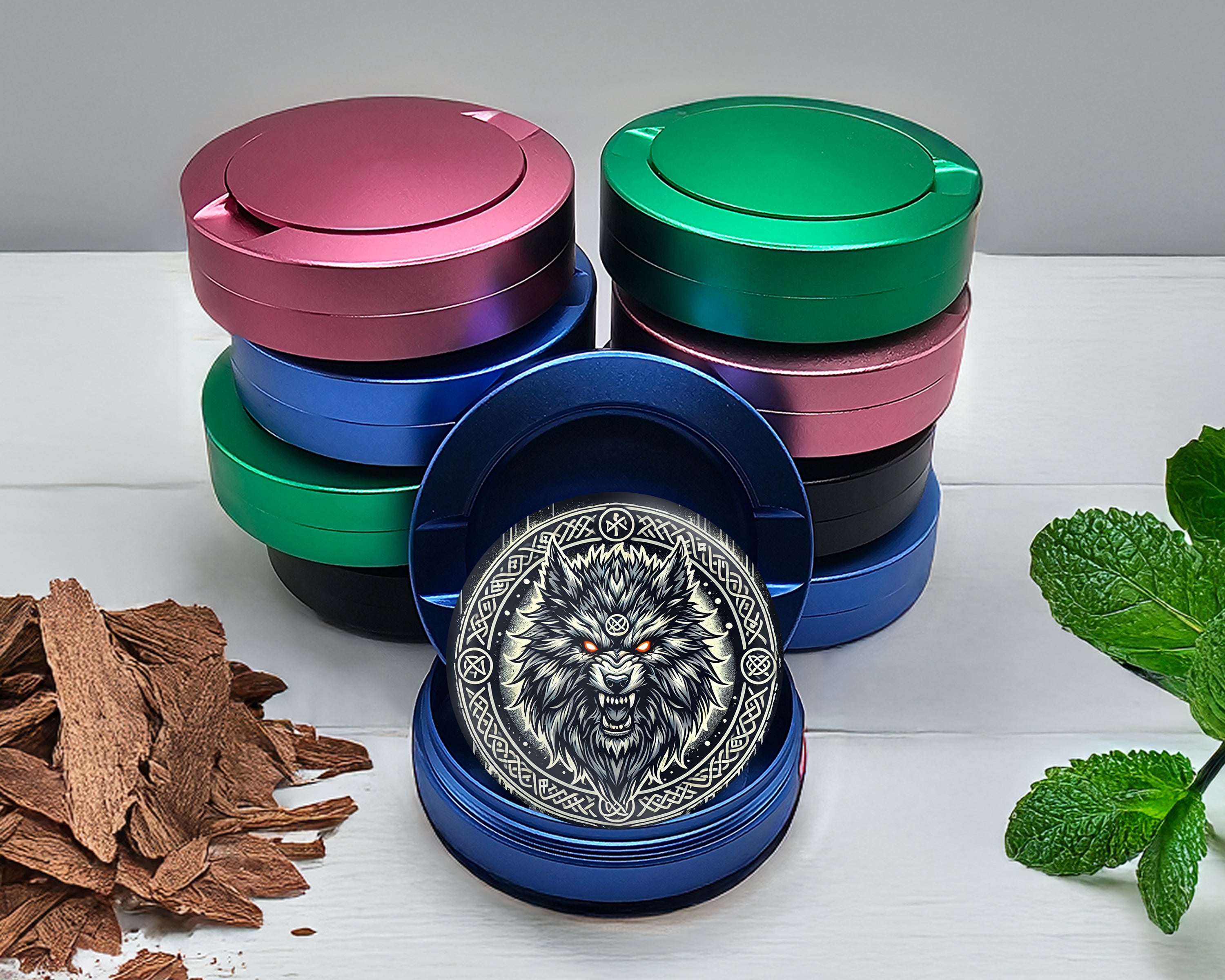 Giant Norse Wolf Fenrir Snus Storage Case Blue