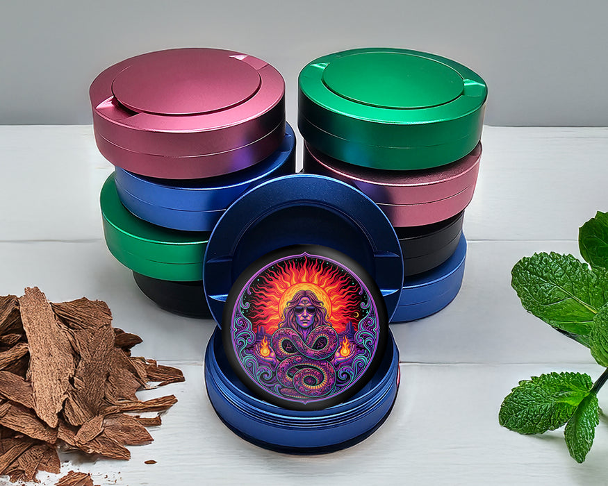 Psychedelic Serpent Sun Shaman Snus Storage Case Blue