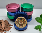 Vintage Fierce Tiger Head Traditional Tattoo Design Snus Storage Case Blue