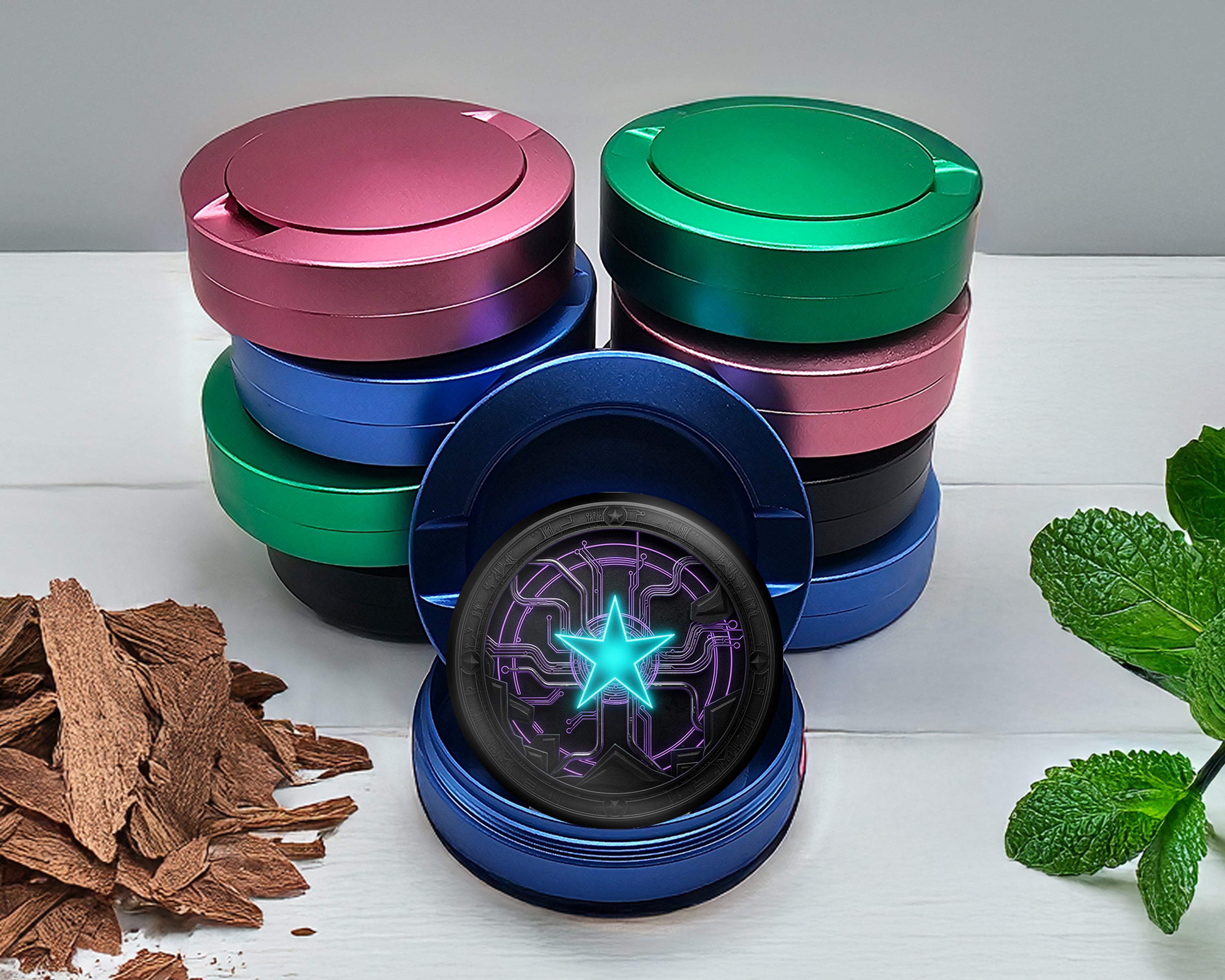 Neon Techno Star Circuit Snus Storage Case Blue