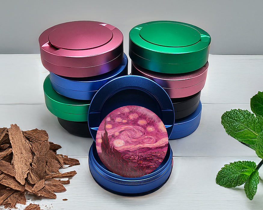 Pink Starry Night Vaporwave Van Gogh Art Snus Storage Case Blue