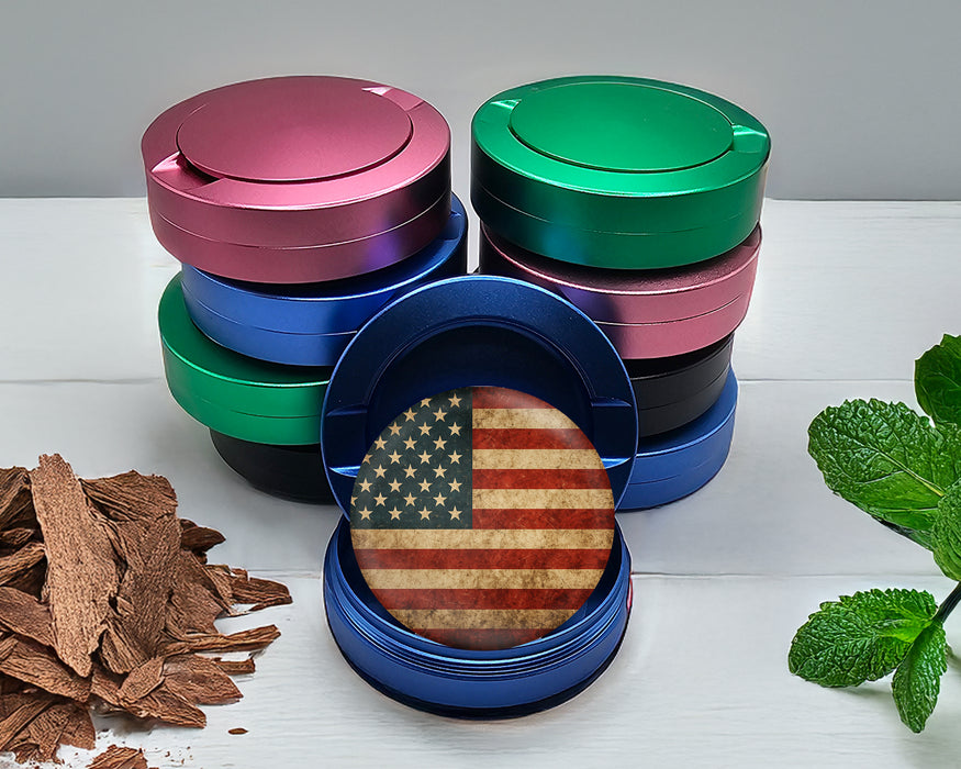 Rustic American Flag Snus Storage Case Blue