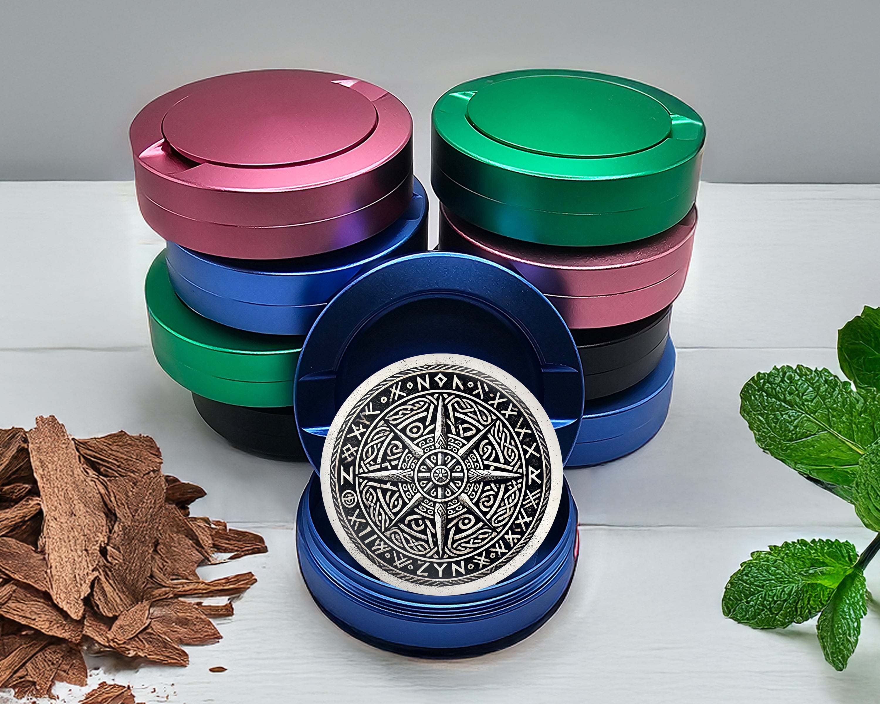 Nordic Compass Rune Emblem Snus Storage Case Blue