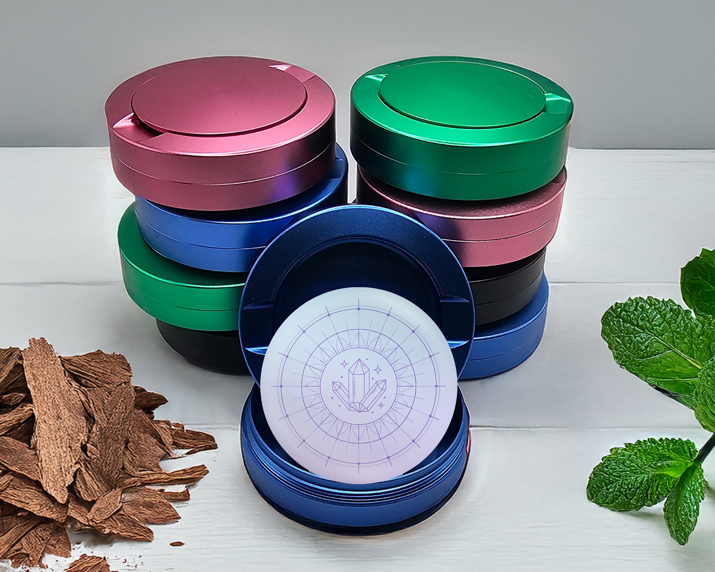 Celestial Crystal Energy Grid Snus Storage Case Blue