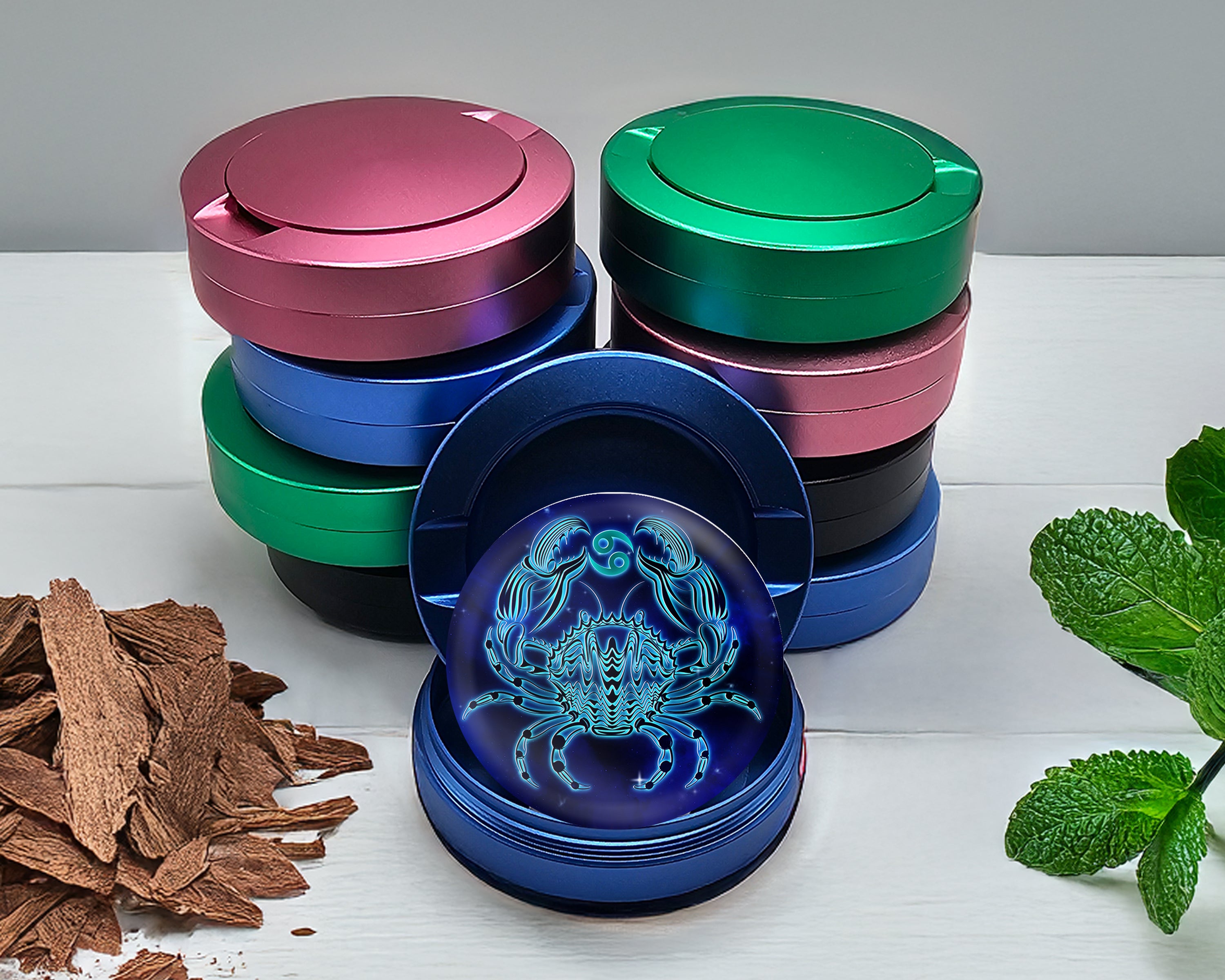 Cancer Zodiac Sign Snus Storage Case Blue