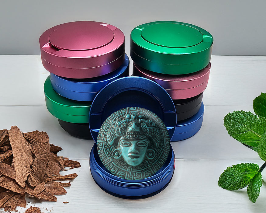 Aztec Turquoise Sun Mask Snus Storage Case Blue