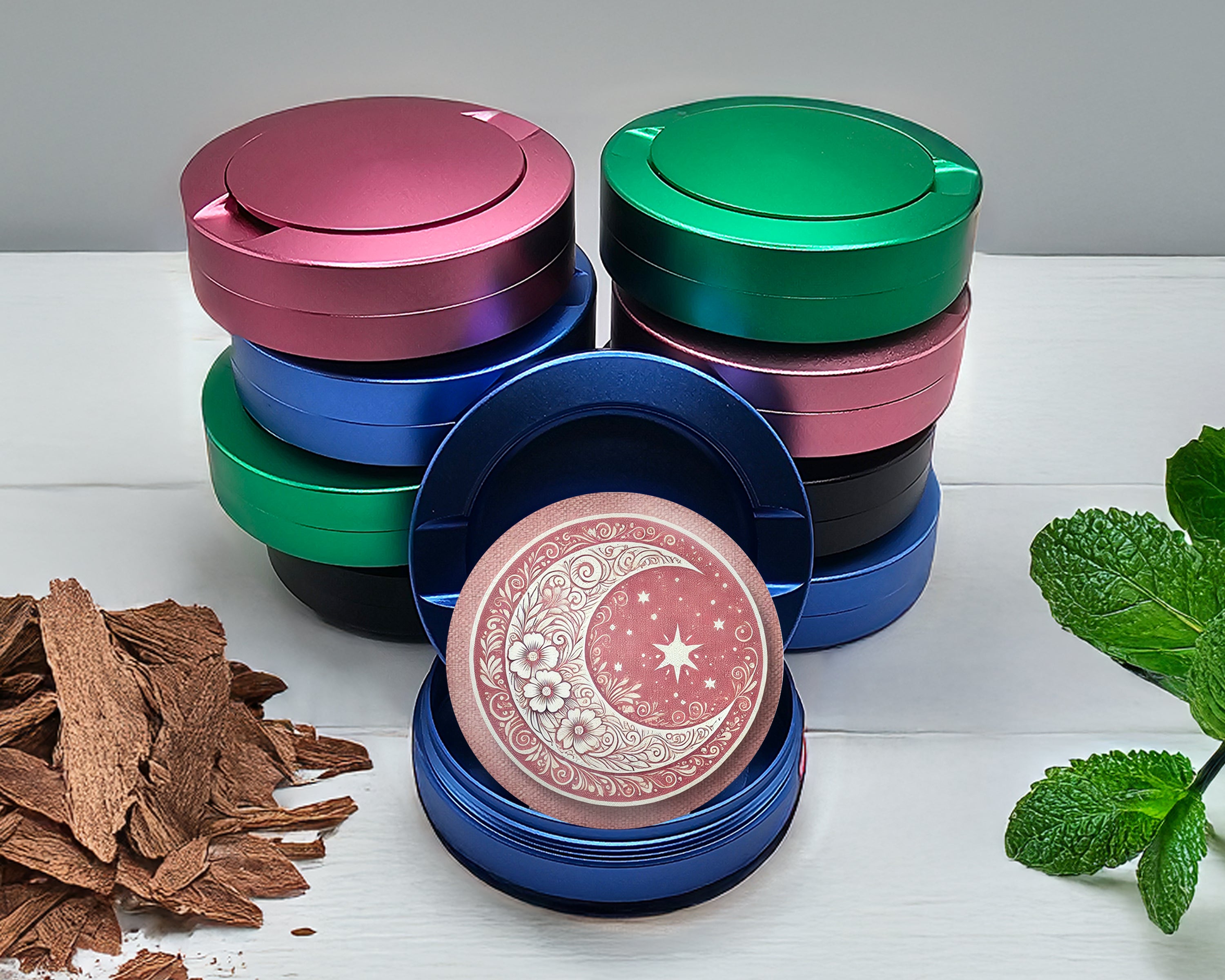 Crescent Moon with Stars Snus Storage Case Blue