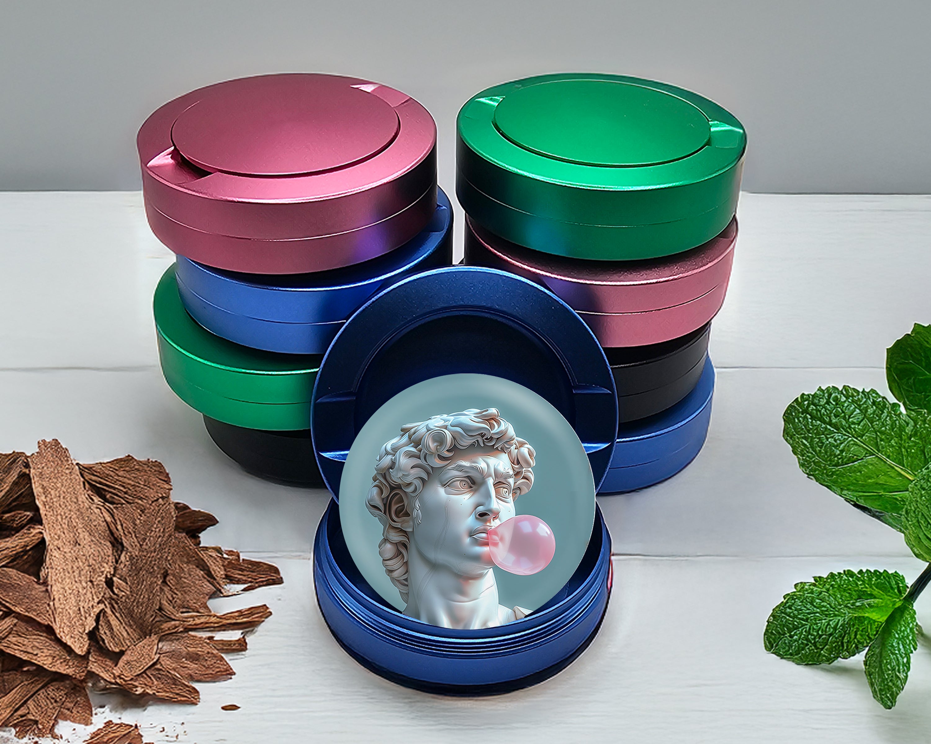 Michelangelo Statue Of David Blowing A Bubble Snus Storage Case Blue
