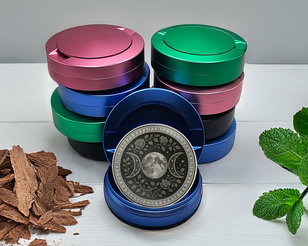 Triple Moon Rose Sigil Snus Storage Case Blue