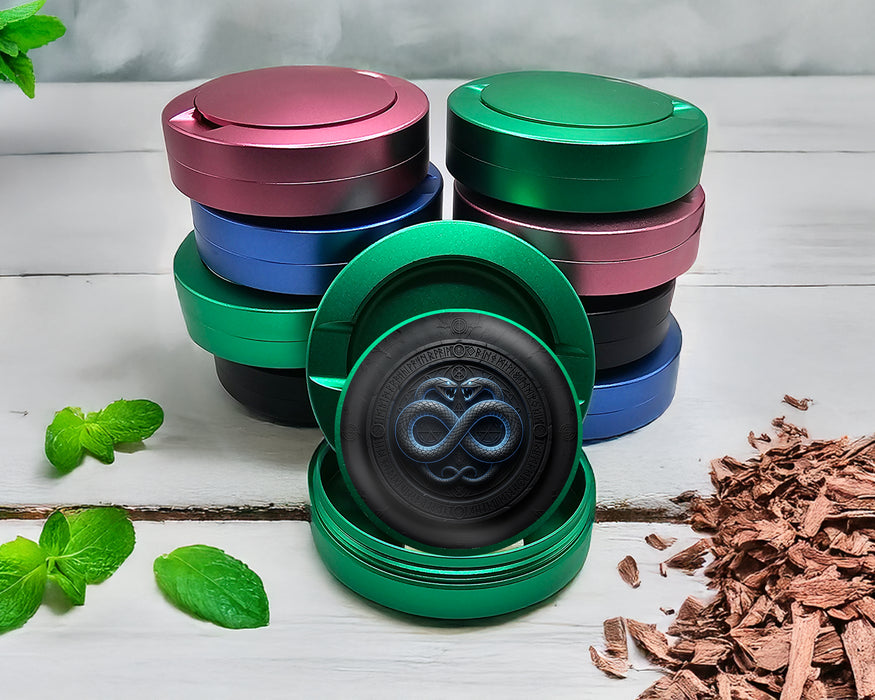 Green Infinity Serpents Rune Circle Snus Storage Case