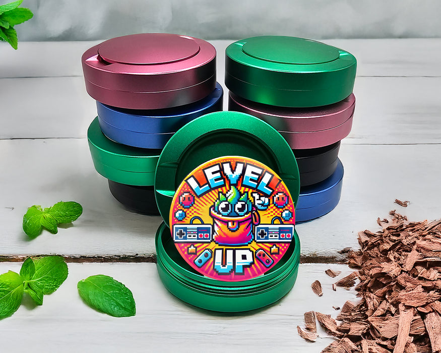 Green LEVEL UP Gamer Snus Holder, 8-Bit Retro Zyn Storage Case