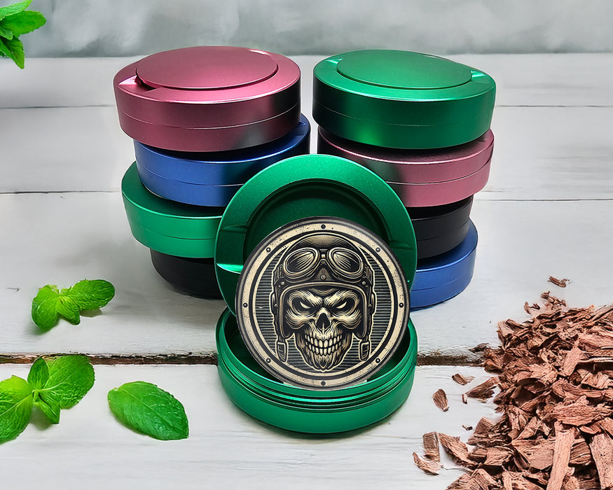 Green Biker Skull Snus Storage Case
