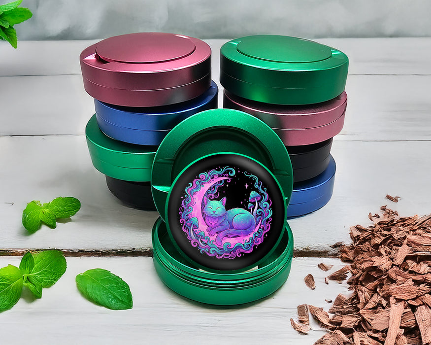 Green Psychedelic Moon Cat Dreams Snus Storage Case
