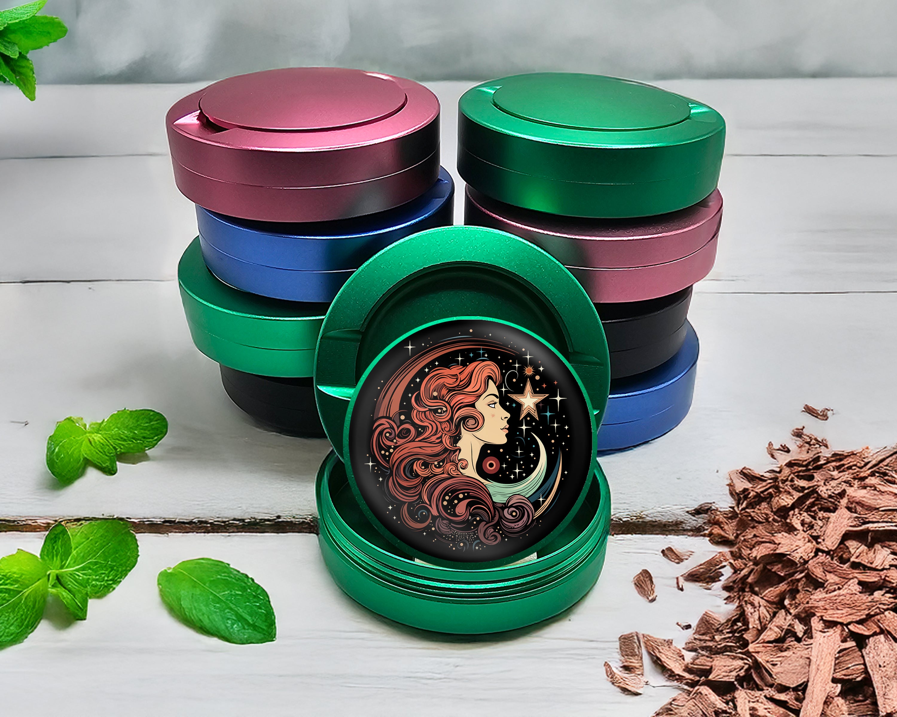 Green Celestial Moon Goddess Snus Storage Case