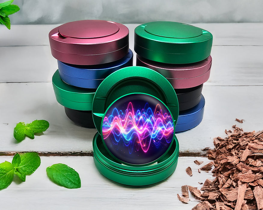 Green Neon Soundwave Vibes Audio Frequency Art Snus Storage Case