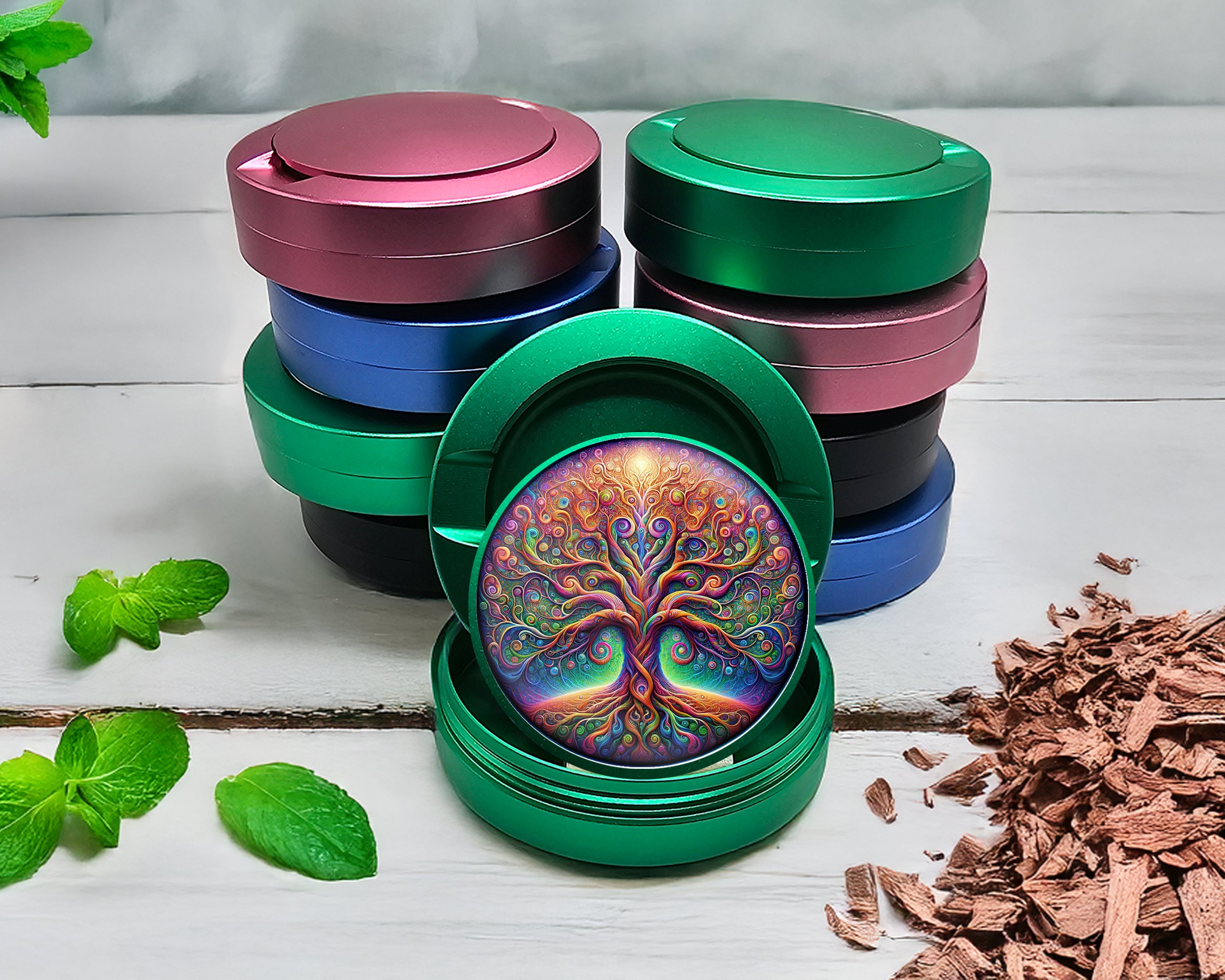 Green Psychedelic Tree Of Life Snus Storage Case