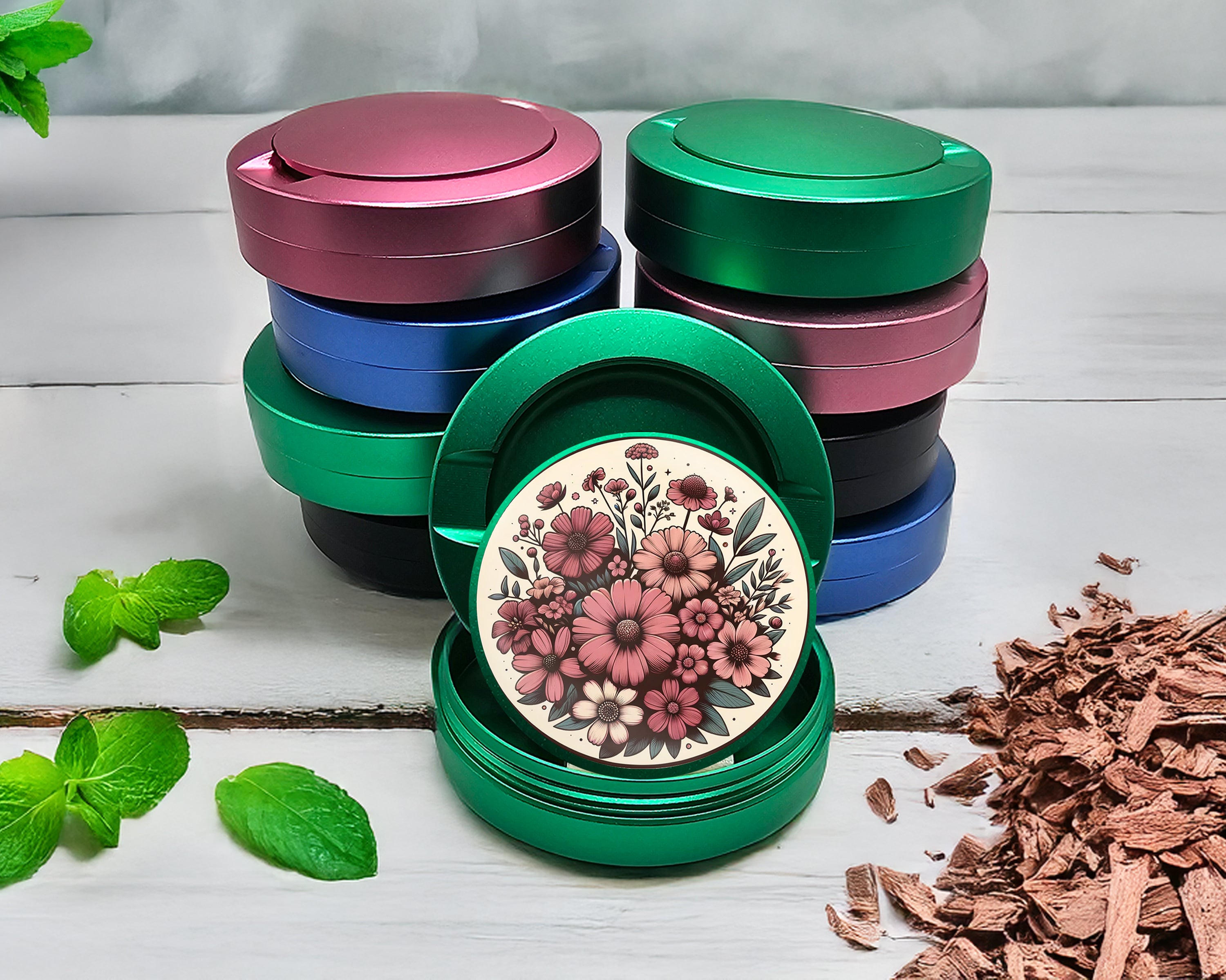 Green Vintage Flowers Snus Storage Case