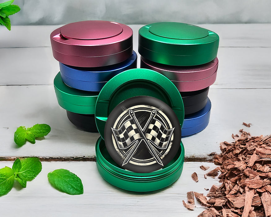 Green Racing Checkered Flag Snus Storage Case