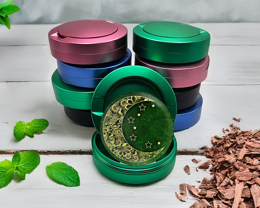 Green Crescent Moon and Stars Snus Storage Case